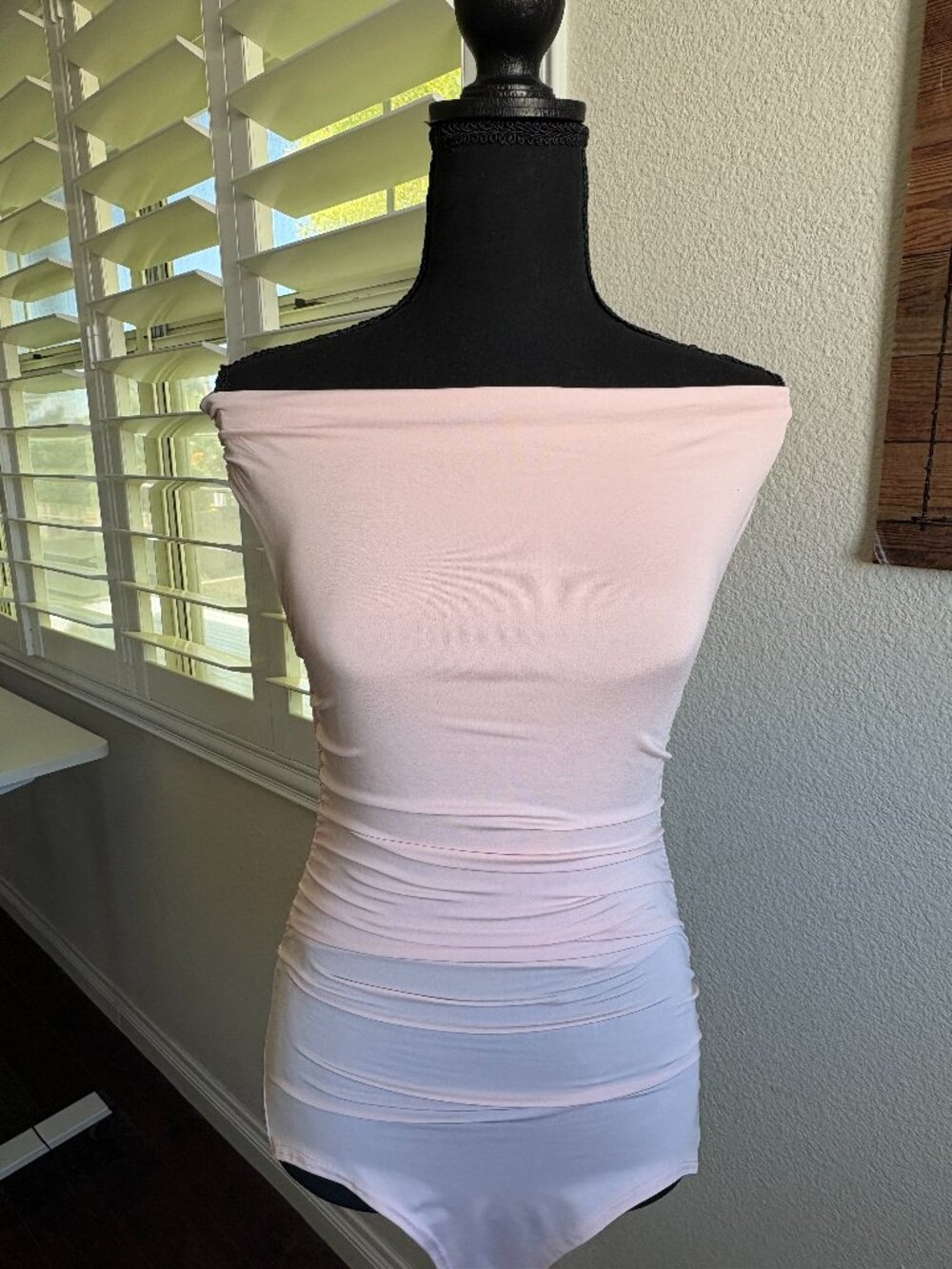 gaze Blush Pink Ruched Off Shoulder Bodysuit